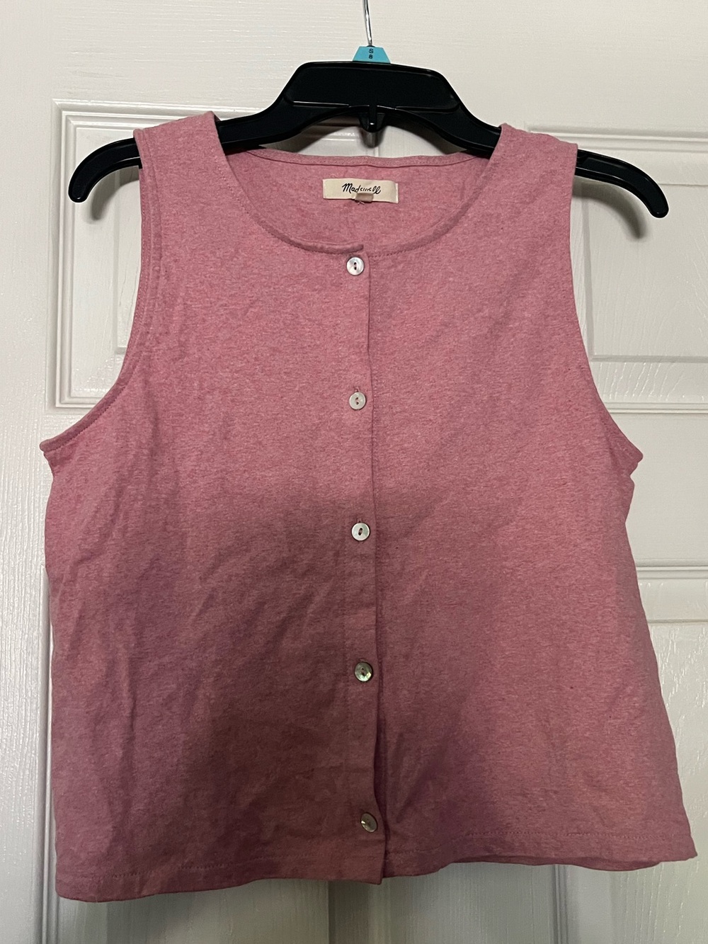 Madewell Rose-Pink Sleeveless Button Tank